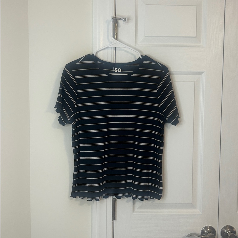 SO Black and White Striped Tee - Size XXL